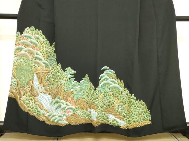 平和屋着物■豪華黒留袖　駒刺繍　浜松文　暈し染め　正絹　逸品　DABA5457cd