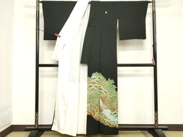平和屋着物■豪華黒留袖　駒刺繍　浜松文　暈し染め　正絹　逸品　DABA5457cd