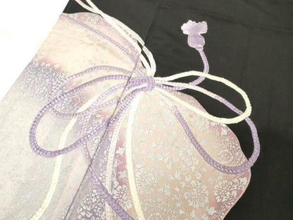 平和屋着物■豪華黒留袖　駒刺繍　結び紐文　暈し染め　銀彩　正絹　逸品　DABA5504cd