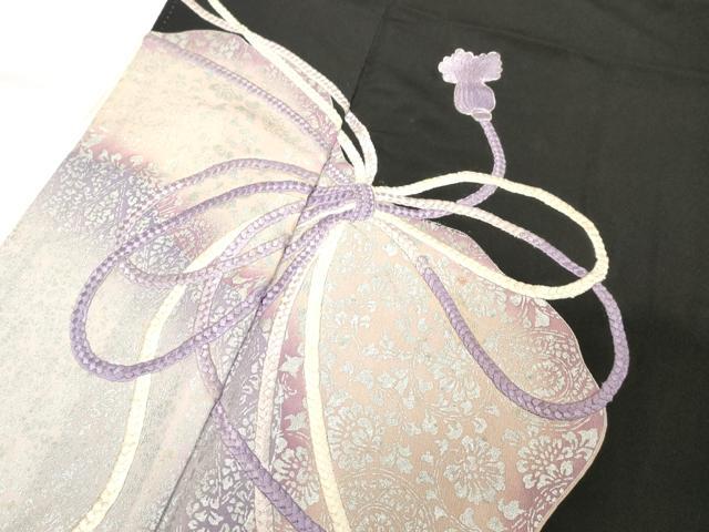平和屋着物■豪華黒留袖　駒刺繍　結び紐文　暈し染め　銀彩　正絹　逸品　DABA5504cd