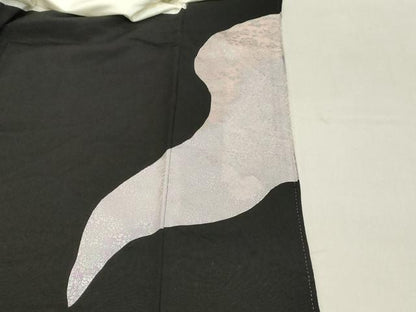 平和屋着物■豪華黒留袖　駒刺繍　結び紐文　暈し染め　銀彩　正絹　逸品　DABA5504cd