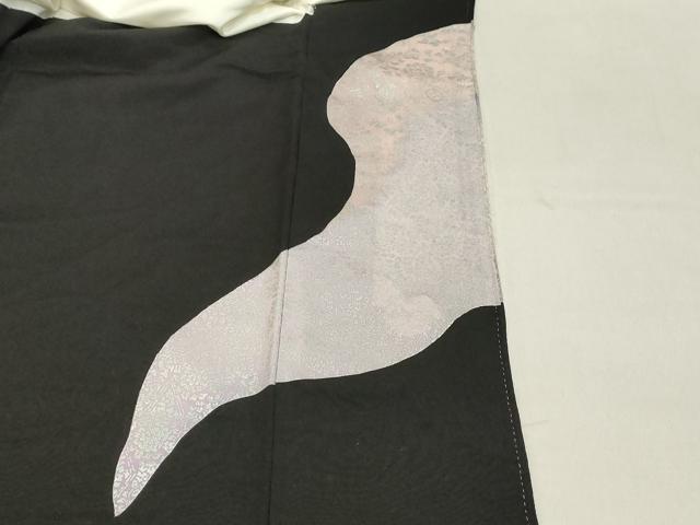 平和屋着物■豪華黒留袖　駒刺繍　結び紐文　暈し染め　銀彩　正絹　逸品　DABA5504cd