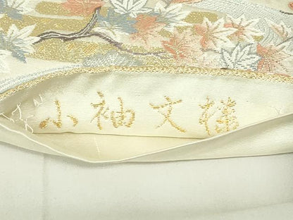 平和屋着物◎六通柄袋帯　唐織　小袖文様　金糸　正絹　逸品　DABA5528qp