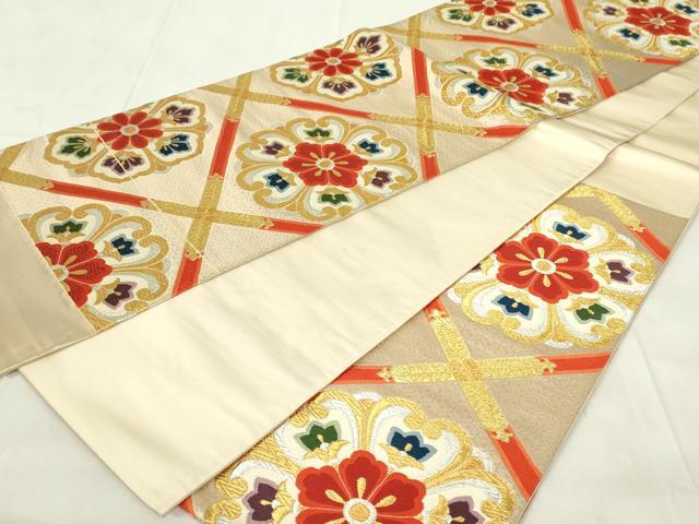 平和屋着物◎六通柄袋帯　唐織　正倉院天井花文　金銀糸　正絹　逸品　DABA5530qp