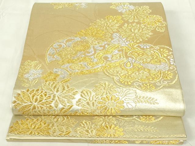 平和屋着物◎六通柄袋帯　吉祥花文　金銀糸　正絹　逸品　DABA5532qp