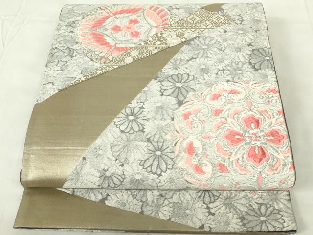 平和屋着物◎六通柄袋帯　唐織　正倉院花蝶文　金銀糸　正絹　逸品　DABA5535qp