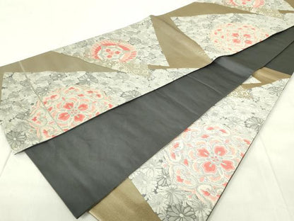 平和屋着物◎六通柄袋帯　唐織　正倉院花蝶文　金銀糸　正絹　逸品　DABA5535qp