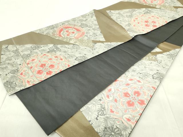 平和屋着物◎六通柄袋帯　唐織　正倉院花蝶文　金銀糸　正絹　逸品　DABA5535qp