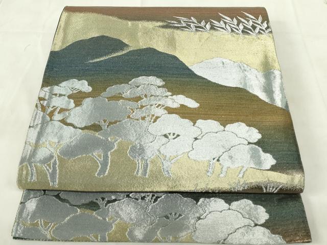 平和屋着物◎六通柄袋帯　松文　金銀糸　正絹　逸品　DABA5618qp