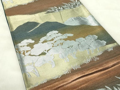 平和屋着物◎六通柄袋帯　松文　金銀糸　正絹　逸品　DABA5618qp