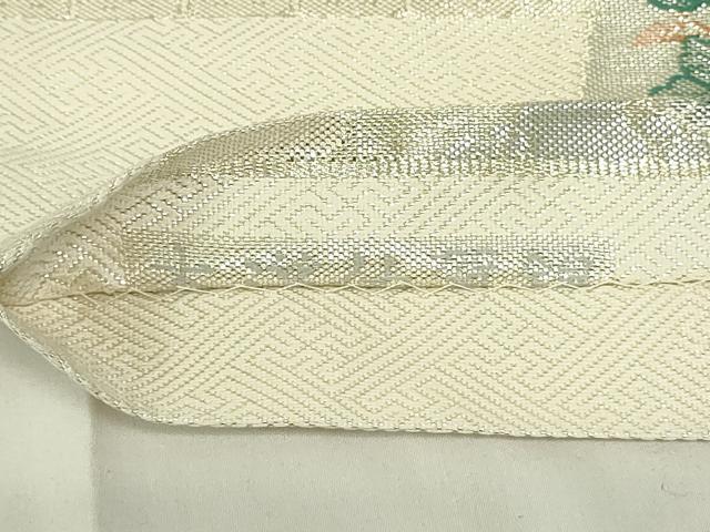平和屋着物◎佐賀錦　六通柄袋帯　正倉院鳳凰花文　銀糸　正絹　逸品　DABA5627qp