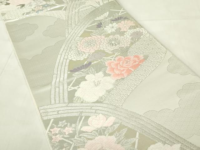 平和屋着物◎六通柄袋帯　唐織　花籬文　プラチナ箔二重織　正絹　逸品　DABA5651qp
