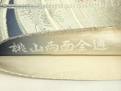 平和屋着物◎西陣　両面　全通柄袋帯　流水花文　正絹　逸品　DABA5774qp