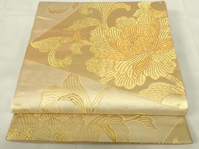 平和屋着物◎六通柄袋帯　更紗花文　金糸　正絹　逸品　DABA5801qp