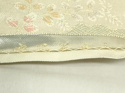 平和屋着物◎佐賀錦　六通柄袋帯　扇面花鳥文　金銀糸　正絹　逸品　DABA5841qp