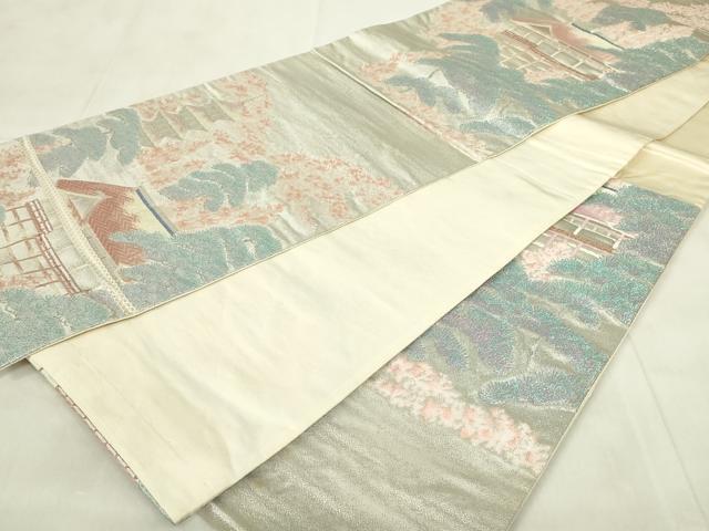 平和屋着物◎六通柄袋帯　唐織　九百錦　風景文　プラチナ箔　正絹　逸品　DABA5845qp