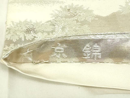 平和屋着物◎六通柄袋帯　古京錦　風景文　銀糸　二重引箔　正絹　逸品　DABA5855qp
