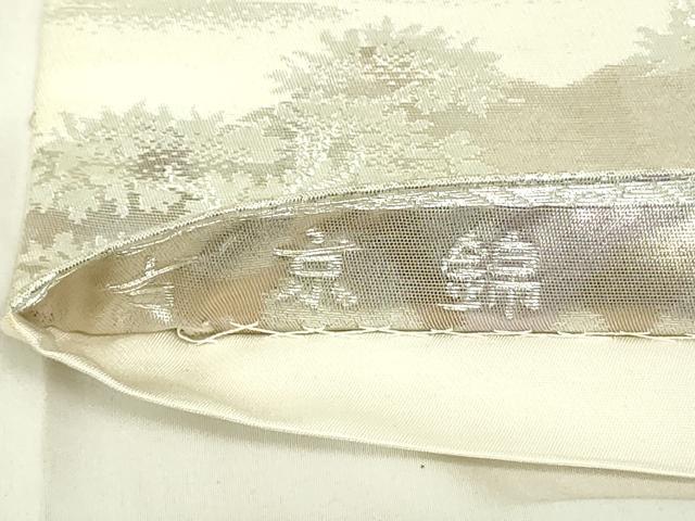 平和屋着物◎六通柄袋帯　古京錦　風景文　銀糸　二重引箔　正絹　逸品　DABA5855qp