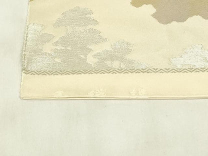 平和屋着物◎六通柄袋帯　霞文　引箔　正絹　逸品　DABA5861qp
