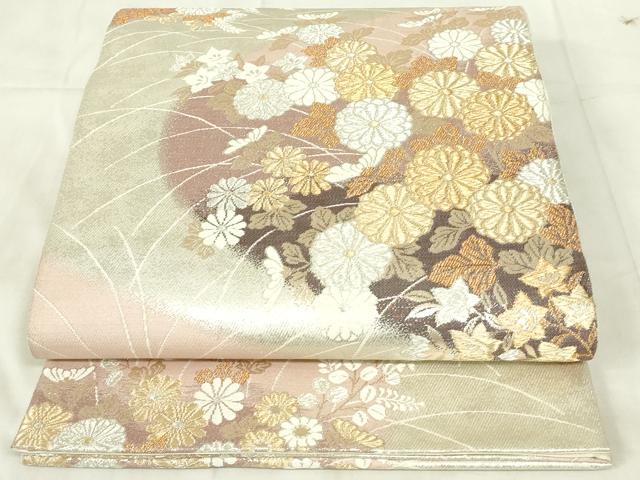 平和屋着物◎六通柄袋帯 砂子綾錦 流水取菊花紋 金銀糸 正絹 逸品 DABA5885qp
