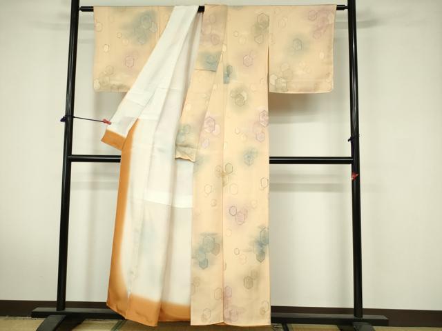 平和屋着物■上質な小紋 亀甲花文 地紋起こし 正絹 逸品 DABA5926qp