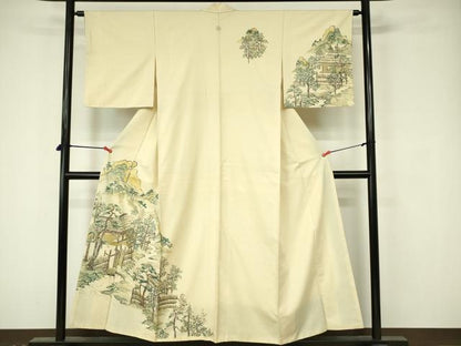 平和屋着物■訪問着 紬地 手描き 風景文 正絹 逸品 DABA5949qp