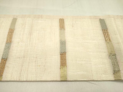 平和屋着物▽九寸名古屋帯 スリーシーズン 春夏秋 すくい織 幾何学文様 金糸 正絹 逸品 DABA6005op
