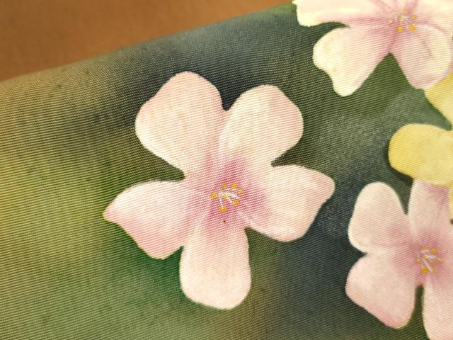 平和屋着物●塩瀬　九寸名古屋帯　舞花　ろうけつ染め　正絹　逸品　DABA6006op