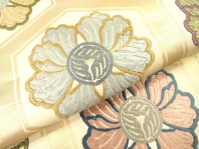 平和屋着物●六通柄袋帯 唐織 能装文様 金糸 正絹 逸品 DABA6051op