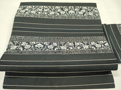 平和屋着物●九寸名古屋帯　更紗花文　正絹　逸品　未使用　DABA6074op