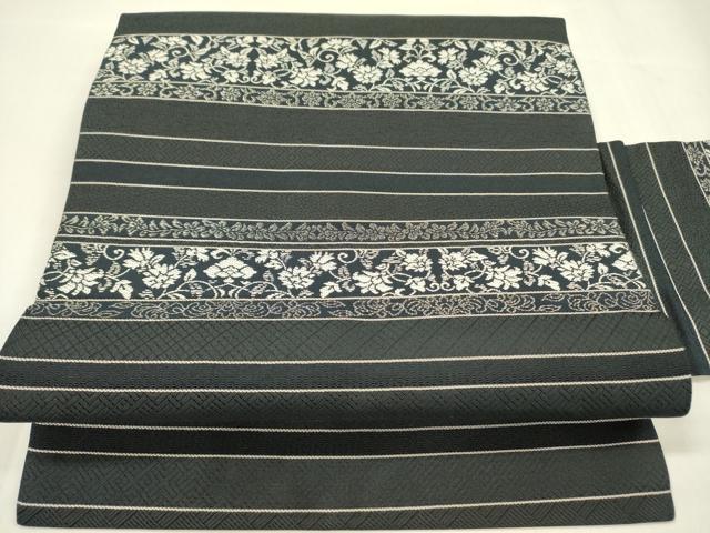 平和屋着物●九寸名古屋帯　更紗花文　正絹　逸品　未使用　DABA6074op