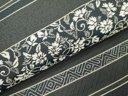 平和屋着物●九寸名古屋帯　更紗花文　正絹　逸品　未使用　DABA6074op