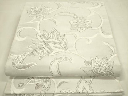 平和屋着物●爪掻き本綴れ　八寸名古屋帯　更紗花文　正絹　逸品　未使用　DABA6090op
