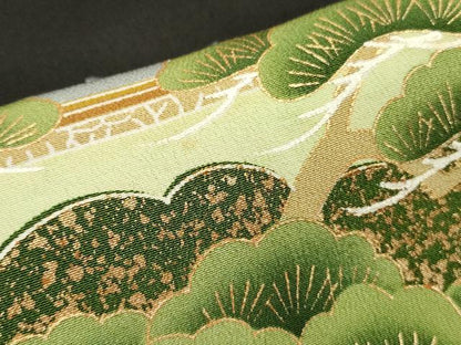 平和屋着物■豪華黒留袖　刺繍　尾長鳥風景花文　金彩　正絹　逸品　DABA6112op