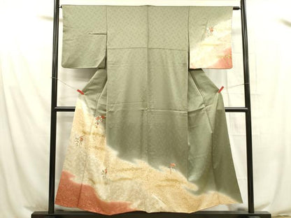 平和屋着物■訪問着　総刺繍　草花　暈し染め　金彩　正絹　逸品　DABA6135op