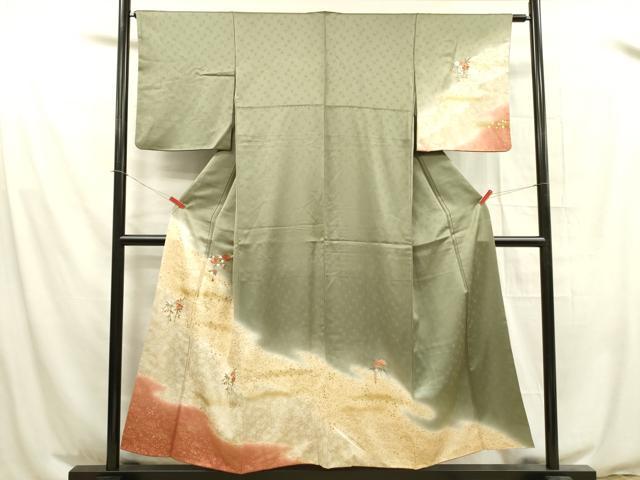 平和屋着物■訪問着　総刺繍　草花　暈し染め　金彩　正絹　逸品　DABA6135op
