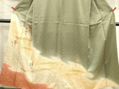 平和屋着物■訪問着　総刺繍　草花　暈し染め　金彩　正絹　逸品　DABA6135op