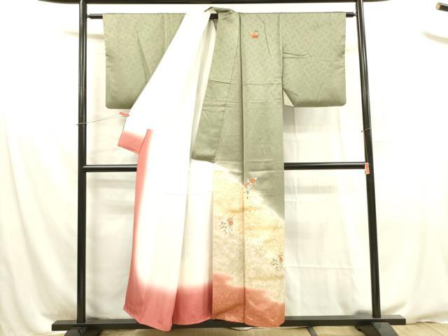 平和屋着物■訪問着　総刺繍　草花　暈し染め　金彩　正絹　逸品　DABA6135op