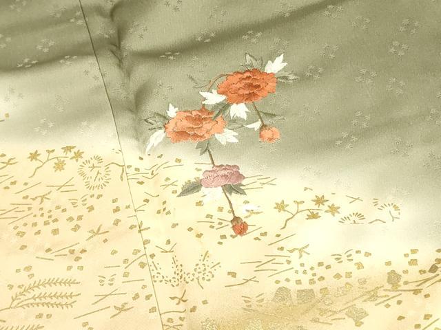 平和屋着物■訪問着　総刺繍　草花　暈し染め　金彩　正絹　逸品　DABA6135op