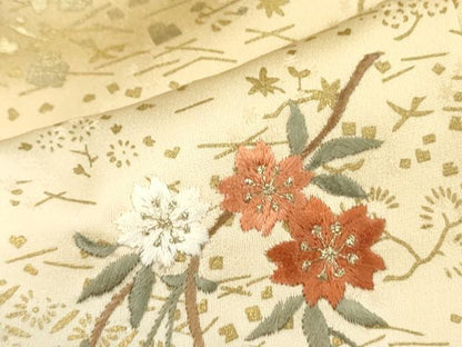 平和屋着物■訪問着　総刺繍　草花　暈し染め　金彩　正絹　逸品　DABA6135op