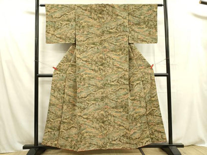 平和屋着物■上質な小紋　人物風景文　鬼しぼ縮緬　正絹　逸品　DABA6143op
