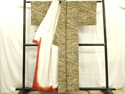 平和屋着物■上質な小紋　人物風景文　鬼しぼ縮緬　正絹　逸品　DABA6143op