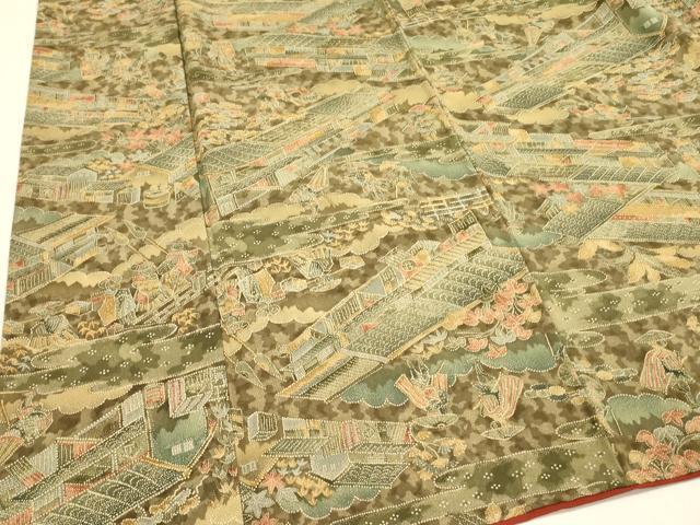 平和屋着物■上質な小紋　人物風景文　鬼しぼ縮緬　正絹　逸品　DABA6143op
