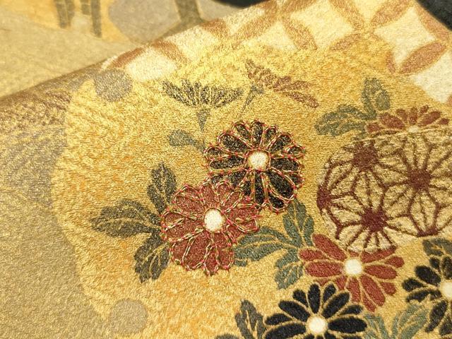 平和屋着物■訪問着　駒刺繍　霞花文　金彩　正絹　逸品　DABA6149op