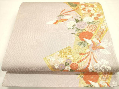 平和屋着物◎六通柄袋帯 唐織 鳳凰花文 金糸 正絹 逸品 DABA6153op