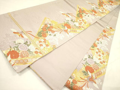 平和屋着物◎六通柄袋帯 唐織 鳳凰花文 金糸 正絹 逸品 DABA6153op