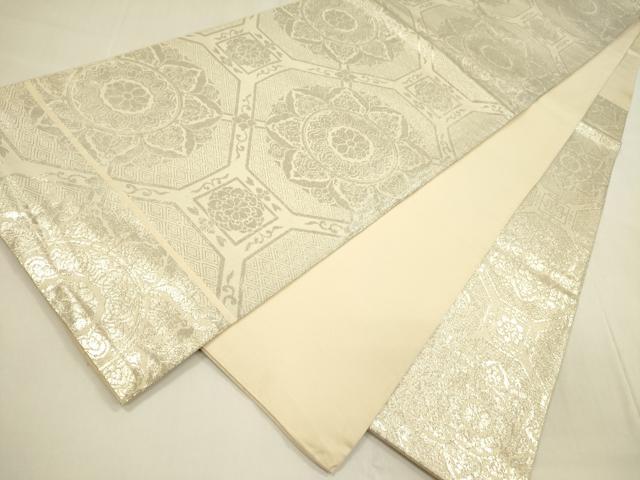 平和屋着物◎六通柄 本袋帯 蜀江花文 純銀箔 正絹 逸品 DABA6165op