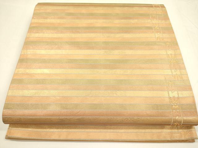 平和屋着物◎六通柄袋帯 横段文 金糸 正絹 逸品 DABA6173op