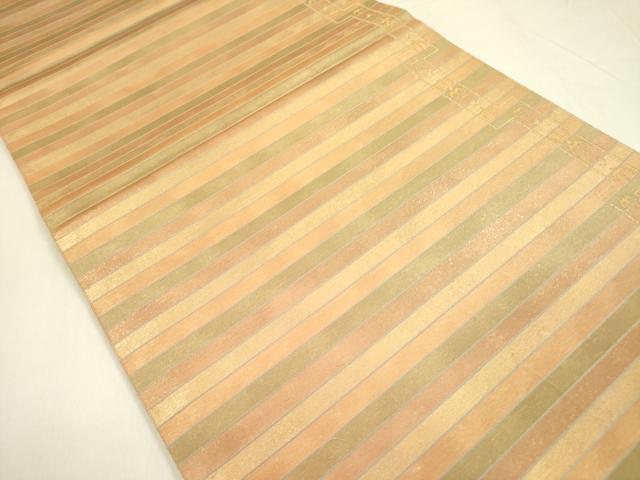平和屋着物◎六通柄袋帯 横段文 金糸 正絹 逸品 DABA6173op