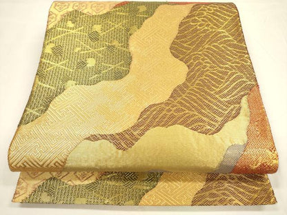 平和屋着物◎佐賀錦　六通柄袋帯　道長吉祥文　金糸　正絹　逸品　DABA6176op